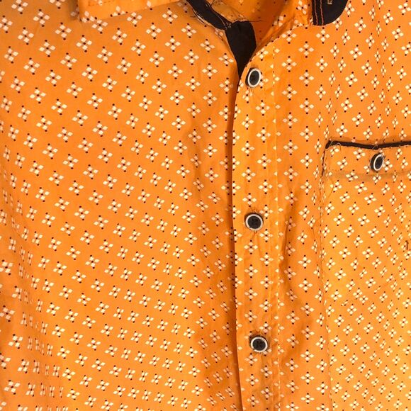 Day & Age Shirt Mens Large Short Sleeve Orange Diamond Geometric Button Down - Picture 2 of 5